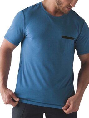 Lululemon R.A.D. Short Sleeve Heathered Rugged Blue Sz XXL Short Sleeve Athletic